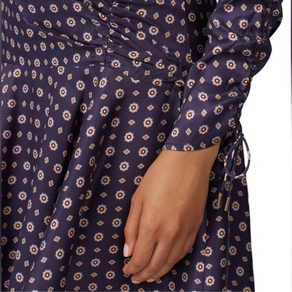 JONATHAN SIMKHAI Blue Pink Scarf Print Ruffle Mini Dress Sz 16 - Picture 3 of 13